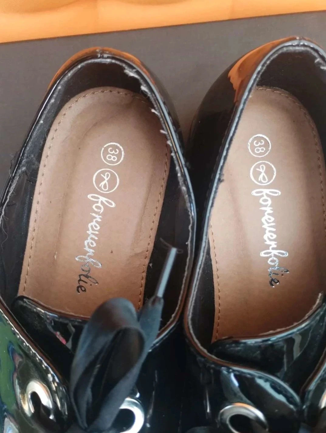 Lacquered black lace-up shoes, Forever Folie, Size 38 – photo 4